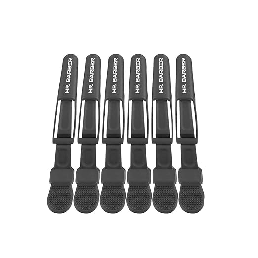 MR. BARBER Crocodile Professional Plastic Sectioning Durable Alligator Hair Clips with Nonslip Grip and Wide Teeth for Easy Styling of Thick and Thin Hairs for Women and Girls (Black) Set of 6 pcs