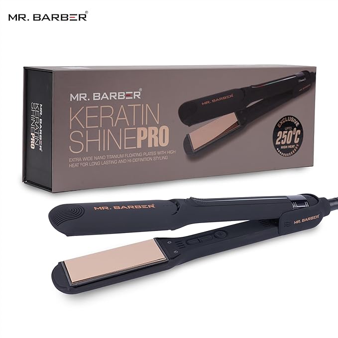 Mr. Barber Keratin Shine Pro Hair Straightener with Advanced Nano Titanium Technology & Fast Heating