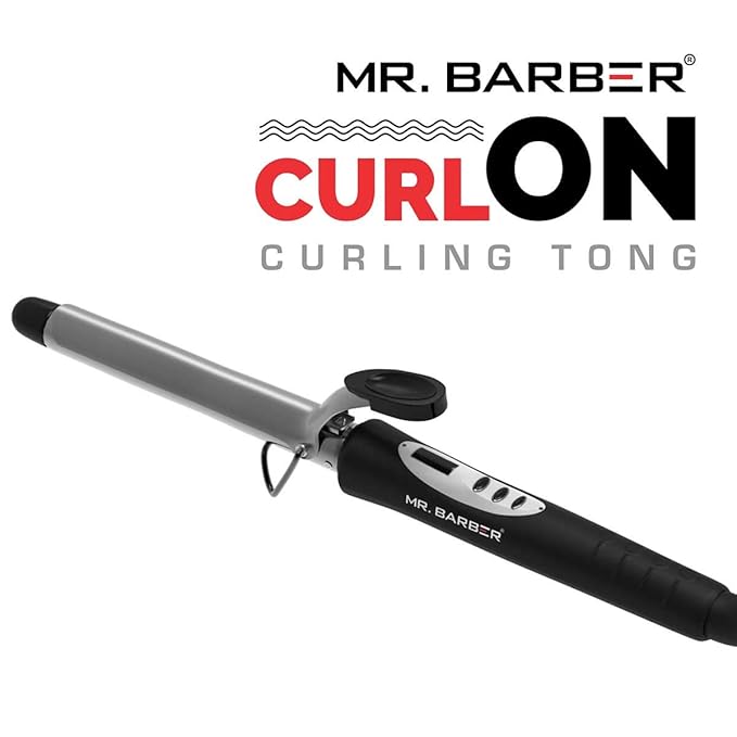 Mr Barber Curl On Curling Tong 22mm Ceramic Infused Barrel, Hair Curling Tong - Black Hair Curler