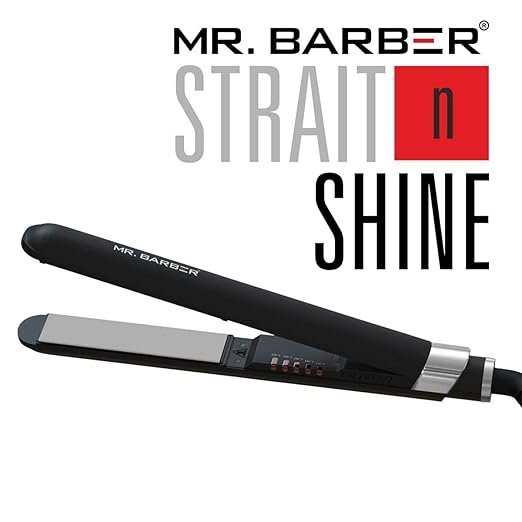 Mr. Barber Straits N Shine 1 Inch Slim Titanium Plates, Professional Hair Straightener - Black Flat Iron