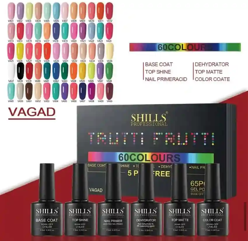 Shills Professional Trutti Frutti Gel Polish Kit, 65 Pieces (VAGAD)
