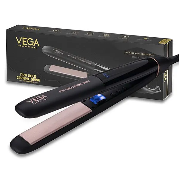 Vega Professional Pro Gold Ceramic Shine Hair Straightener - VPMHS-08