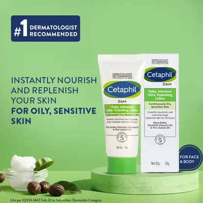 Cetaphil DAM Daily Advance Ultra Hydrating Lotion with Shea Butter & Niacinamide for Sensitive Skin