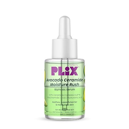PLIX - THE PLANT FIX Avocado Ceramide Moisture Rush Biphasic Serum| For Deep Nourishment & Strengthened Skin Barrier| Nourishes and Hydrates Skin| For Dry Skin, Normal Skin & Sensitive Skin | 30ml
