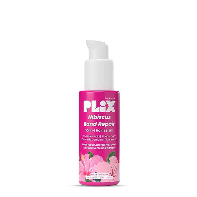 Plix Hibiscus 10-in-1 Bond Repair Serum for Manageable Hair, Reduced Breakage & Nourished Strands
