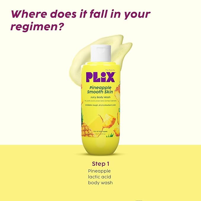 Plix Pineapple 5% Lactic Acid Exfoliating Body Wash | For Tan Free & Brighter Skin