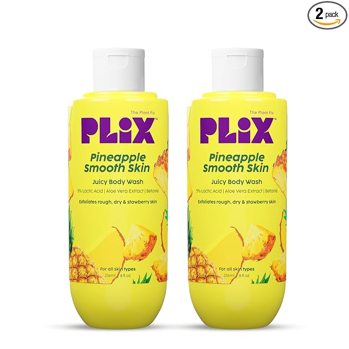 PlixPineapple 5% Lactic Acid Exfoliating Body Wash | For Dry & Tanned Skin Pack of 2