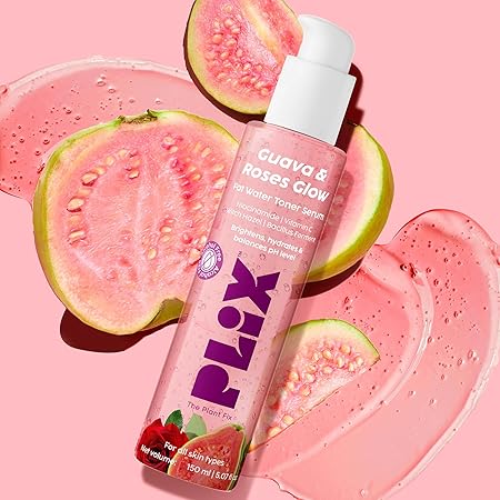 PLIX - THE PLANT FIX Guava & Roses Glow Fat Water Toner Serum | 2-in-1 Toner serum | Fades Blemishes, Tightens & Cleanses Pores | Soothes Redness & Irritated Skin | 150ml
