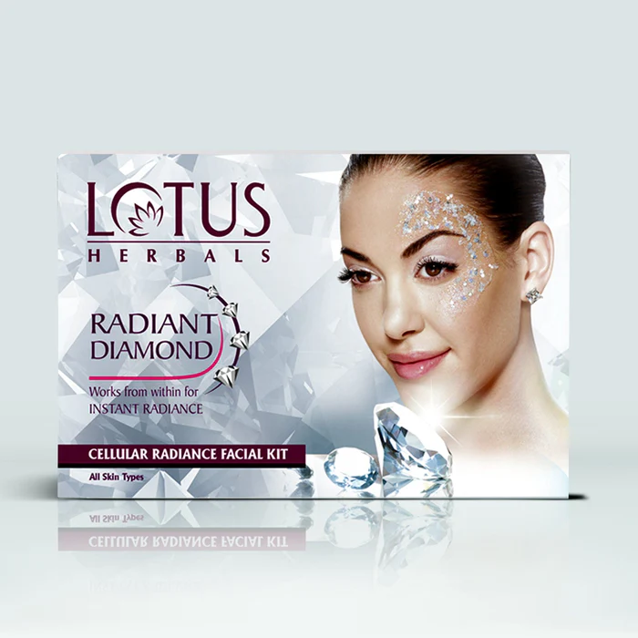 Lotus Herbals Radiant Diamond Cellular Radiance Salon Grade 4 Facial Kit