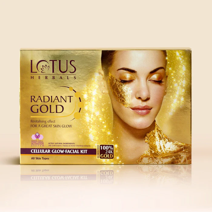 Lotus Herbals Radiant Gold Cellular Glow Salon Grade 4 Facial Kit
