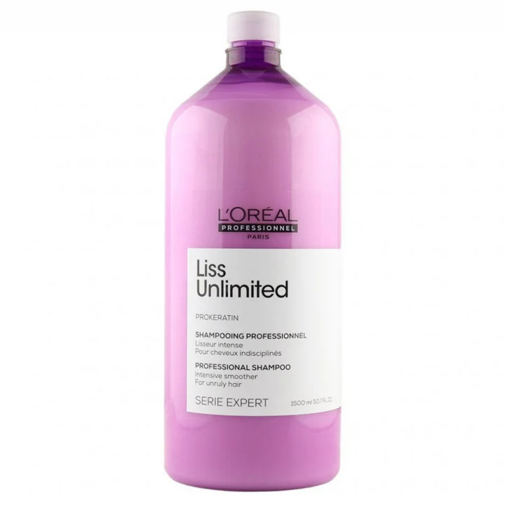 Skip to the beginning of the images gallery L'Oreal Professionnel Liss Unlimited Shampoo for Frizzy & Unruly Hair With Pro-Keratin (1500ml) - 1.5L