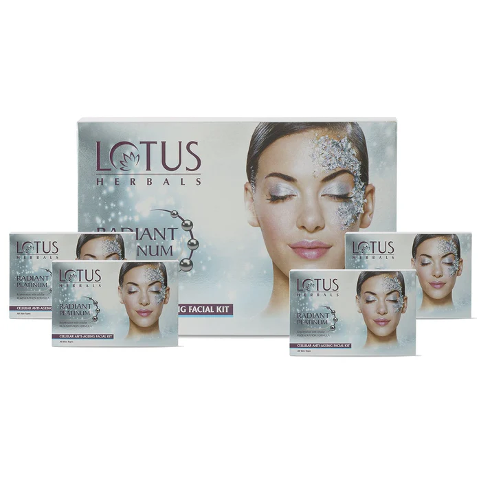 Lotus herbals Radiant Platinum Cellular Anti-Ageing Salon Grade 4 Facial Kit