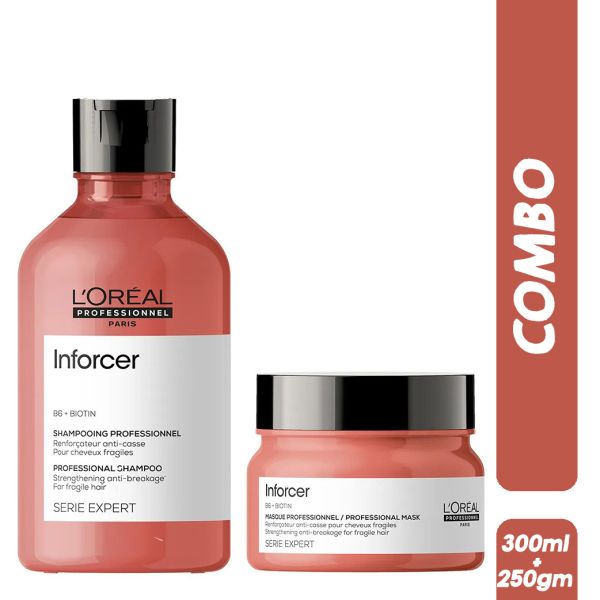 L'Oreal Professionnel Serie Expert Inforcer Strengthening Shampoo 300ml & Hair Mask 250gm Combo