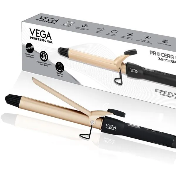 Vega Professional Pro Cera Curls 32mm Curling Tong - VPMCT-09