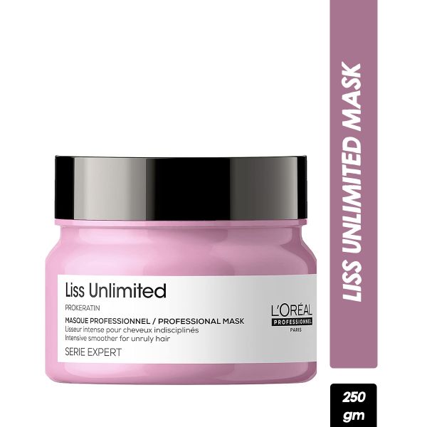 L'Oreal Professionnel Serie Expert Liss Unlimited Hair Mask with Pro-Keratin + Kukui Nut Oil (250gm)