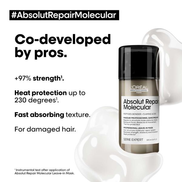 L'Oréal Professionnel Absolut Repair Molecular Deep Repairing Leave-In Cream For Damaged Hair (100ml) - Image 6