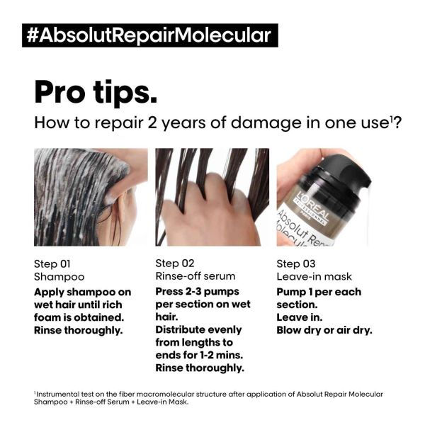 L'Oréal Professionnel Absolut Repair Molecular Deep Repairing Leave-In Cream For Damaged Hair (100ml) - Image 3