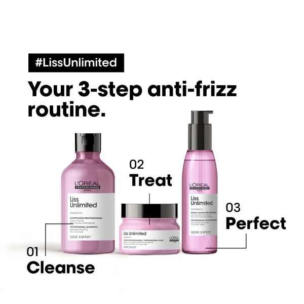 L'Oreal Professionnel Liss Unlimited Shampoo 300ml & Hair Mask 250gm for frizzy hair, Serie Expert - Image 2