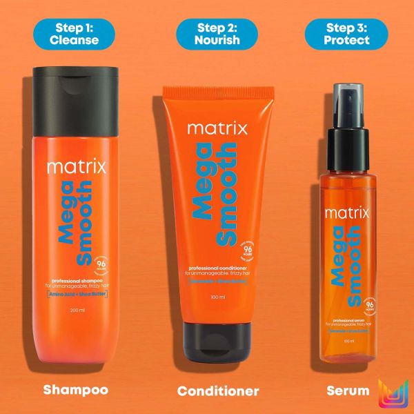 Matrix Mega Smooth Shampoo for Frizzy, Dry Unmanageable Hair, Defy Frizz for 4 Days (1000ml) - Image 2