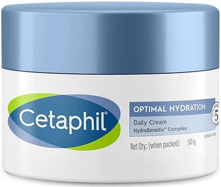 Cetaphil Optimal Hydration Daily Cream, Lightweight, Skin Barrier Protection with Hyaluronic Acid (50 g)