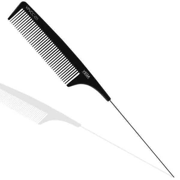 Vega Professional Carbon Pin Tail Comb-Black Line - VPVCC-05