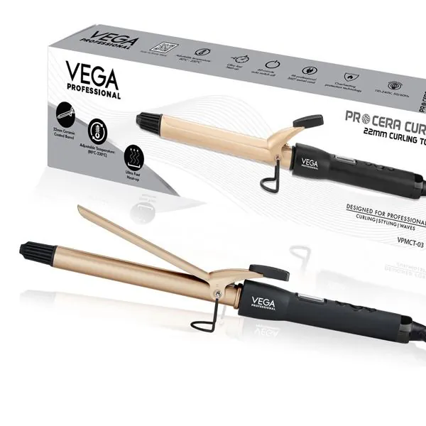 Vega Professional Pro Cera Curls 22mm Barrel Hair Curler - VPMCT-03
