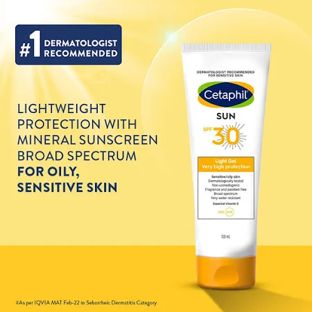 Cetaphil Sun SPF 30 Light Gel Mineral Base For Normal Sensitive & Oily Skin (100ml)