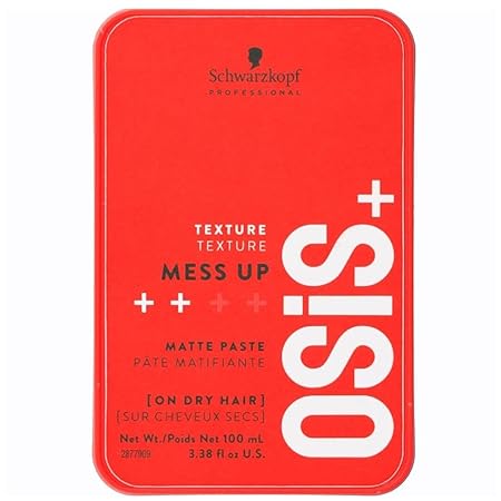 Schwarzkopf Professional OSiS+ Mess Up Matte Paste | Hair Styling Pomade for Men & Women | Medium Hold, Dry Texture & Non-Greasy Matte Finish | Easy to Apply, Mould & Wash | Vegan Formula (100 ML)