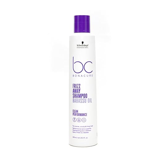 Schwarzkopf Professional Bonacure Frizz Away Shampoo For Men & Women | Anti-Frizz & Smoothing Formula with Babassu Oil | Tames Unruly Hair & Enhances Shine (250ml)